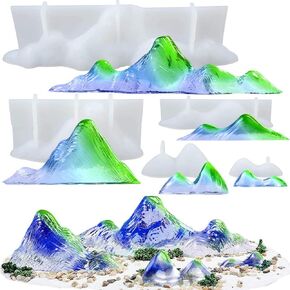 5pcs Mountain Silicone Molds, Rock Ornaments Resin Mold 3D Rockery Resin Epoxy Casting Mould Landscape Model for Paperweight, Polymer Clay Project, Pen Brush Chopstick Holder