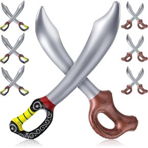 12 Pcs Inflatable Pirate Swords Inflatable Toy Sword Pirate Party Favor Blow up Pirate Swords for Halloween Pirate Theme Party, Cosplay Costume Accessories Stage Props