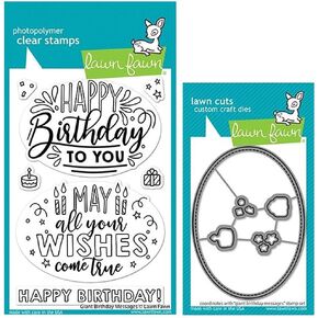 Lawn Fawn Giant Birthday Messages Bundle - Clear Stamps and Dies - 2 Items