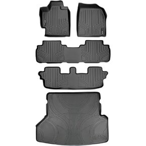 SMARTLINER Custom Fit Floor Mats 3 Rows and Cargo Liner Set Black for 2008-2013 Toyota Highlander Non Hybrid
