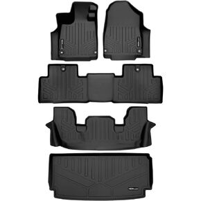 SMARTLINER Custom Fit All Weather 3 Row Floor Mats and Cargo Liner Behind 3rd Row Set Black Compatible with 2022-2023 Acura MDX
