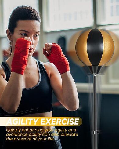 Fitness Reflex Bag, Speed Ball Stand Punching Bag with Gloves, Boxing Bag for Adults and Teens, Great for Gifts MMA Training(Black Gold) in Saudi Arabia