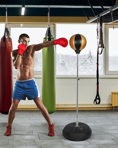 Fitness Reflex Bag, Speed Ball Stand Punching Bag with Gloves, Boxing Bag for Adults and Teens, Great for Gifts MMA Training(Black Gold) in Saudi Arabia