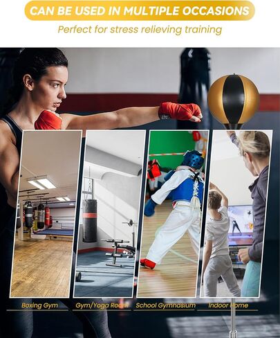 Fitness Reflex Bag, Speed Ball Stand Punching Bag with Gloves, Boxing Bag for Adults and Teens, Great for Gifts MMA Training(Black Gold) in Saudi Arabia