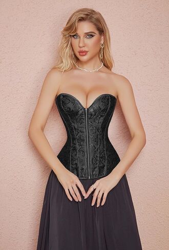 Women's Lace Up Boned Overbust Corset Bustier Lingerie Bodyshaper Top in Kuwait