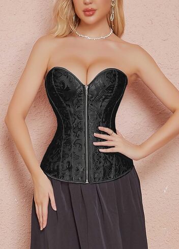 Women's Lace Up Boned Overbust Corset Bustier Lingerie Bodyshaper Top in Kuwait