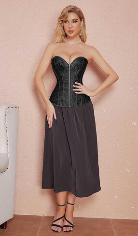 Women's Lace Up Boned Overbust Corset Bustier Lingerie Bodyshaper Top in Kuwait