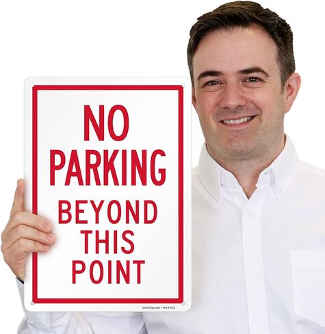 SmartSign 14 × 10 بوصة "ممنوع وقوف السيارات بعد هذه النقطة" لافتة معدنية مع فتحات تم مسحها مسبقًا، 40 مل من الألومنيوم المقاوم للصدأ، أبيض وأحمر in Saudi Arabia