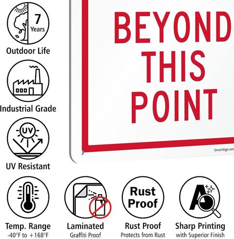 SmartSign 14 × 10 بوصة "ممنوع وقوف السيارات بعد هذه النقطة" لافتة معدنية مع فتحات تم مسحها مسبقًا، 40 مل من الألومنيوم المقاوم للصدأ، أبيض وأحمر in Saudi Arabia