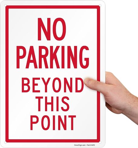 SmartSign 14 × 10 بوصة "ممنوع وقوف السيارات بعد هذه النقطة" لافتة معدنية مع فتحات تم مسحها مسبقًا، 40 مل من الألومنيوم المقاوم للصدأ، أبيض وأحمر in Saudi Arabia