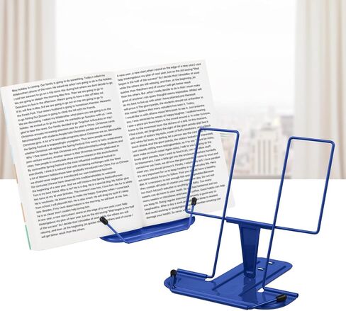 MSDADA 2pc Metal Book Stand for Desk, Adjustable Reading Rest Book Holder, Portable Cookbook Documents Holder, Sturdy Typing Stand for Recipes Textbooks Tablet Music Books with Page Clips (Black) in Saudi Arabia