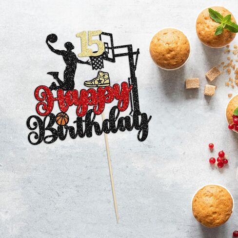 24Pcs Basketball Cupcake Toppers Star Sports Fan Basketball Backboard Cupcake Picks Baby Shower Basketball Players Sports Theme Birthday Party Cake Decorations Supplies in Kuwait