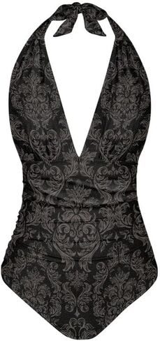 ملابس سباحة ملونة للتحكم في البطن للنساء، ملابس سباحة قطعة واحدة برقبة على شكل حرف V، ملابس سباحة برباط ذاتي مقاس كبير in Kuwait