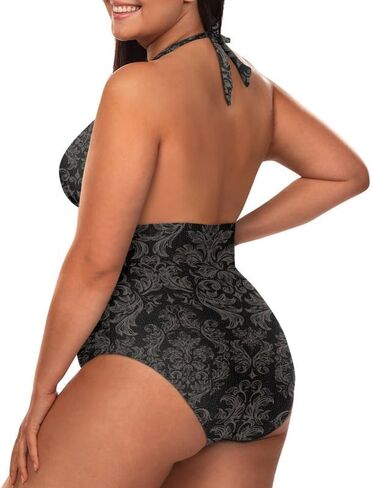 ملابس سباحة ملونة للتحكم في البطن للنساء، ملابس سباحة قطعة واحدة برقبة على شكل حرف V، ملابس سباحة برباط ذاتي مقاس كبير in Kuwait