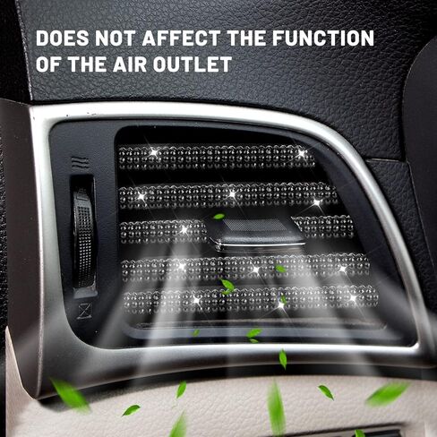 10 قطع من زخرفة منفذ تهوية السيارة اللامعة، وأحجار الراين اللامعة من إكسسوارات السيارات لمكيف الهواء، وشريط تزيين داخلي للسيارة لتصفيف السيارة (أسود) in Kuwait