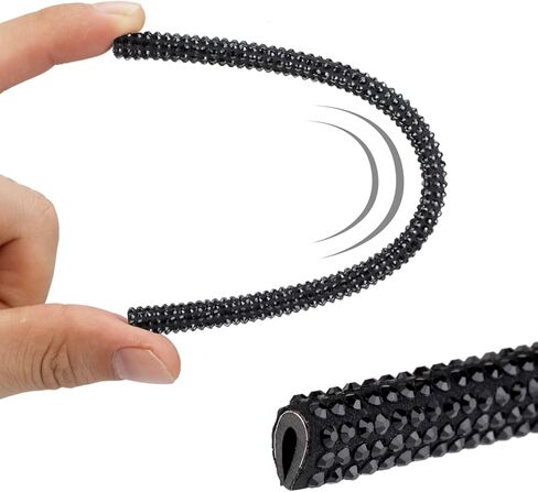 10 قطع من زخرفة منفذ تهوية السيارة اللامعة، وأحجار الراين اللامعة من إكسسوارات السيارات لمكيف الهواء، وشريط تزيين داخلي للسيارة لتصفيف السيارة (أسود) in Kuwait