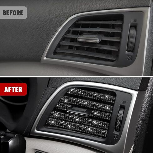 10 قطع من زخرفة منفذ تهوية السيارة اللامعة، وأحجار الراين اللامعة من إكسسوارات السيارات لمكيف الهواء، وشريط تزيين داخلي للسيارة لتصفيف السيارة (أسود) in Kuwait