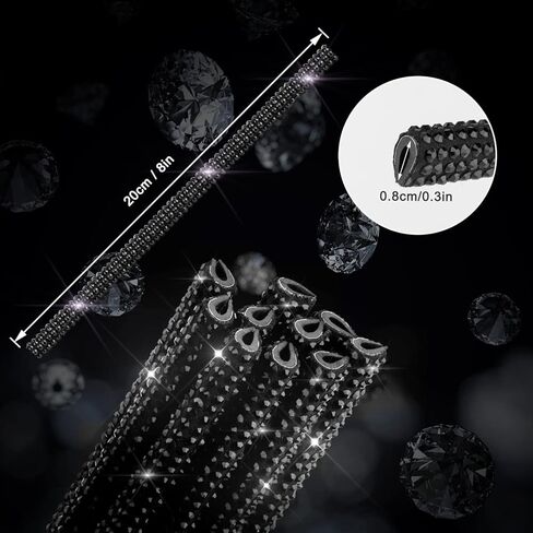 10 قطع من زخرفة منفذ تهوية السيارة اللامعة، وأحجار الراين اللامعة من إكسسوارات السيارات لمكيف الهواء، وشريط تزيين داخلي للسيارة لتصفيف السيارة (أسود) in Kuwait