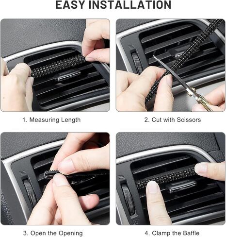 10 قطع من زخرفة منفذ تهوية السيارة اللامعة، وأحجار الراين اللامعة من إكسسوارات السيارات لمكيف الهواء، وشريط تزيين داخلي للسيارة لتصفيف السيارة (أسود) in Kuwait