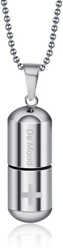 Stainless Steel De Mood Cross Capsule Medicine Pill Pendant Necklace,Multi Color Option in Saudi Arabia
