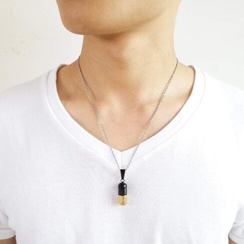 Stainless Steel De Mood Cross Capsule Medicine Pill Pendant Necklace,Multi Color Option in Saudi Arabia