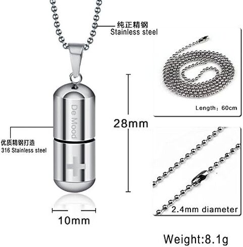 Stainless Steel De Mood Cross Capsule Medicine Pill Pendant Necklace,Multi Color Option in Saudi Arabia