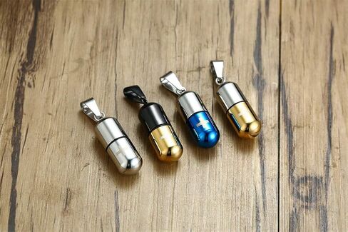 Stainless Steel De Mood Cross Capsule Medicine Pill Pendant Necklace,Multi Color Option in Saudi Arabia