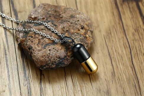 Stainless Steel De Mood Cross Capsule Medicine Pill Pendant Necklace,Multi Color Option in Saudi Arabia