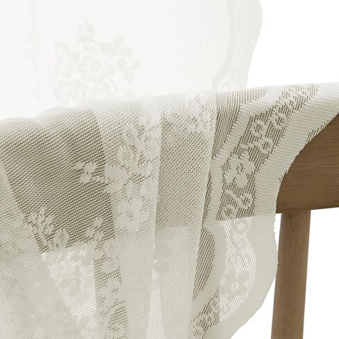 Hokibero White Lace Curtains for Living Room Bedroom Floral Embroidered Curtains with Scalloped Edges 45 Inch Length 2 Panels Set Light Filtering Small Curtains Decor for Cafe 52 x 45 in Saudi Arabia