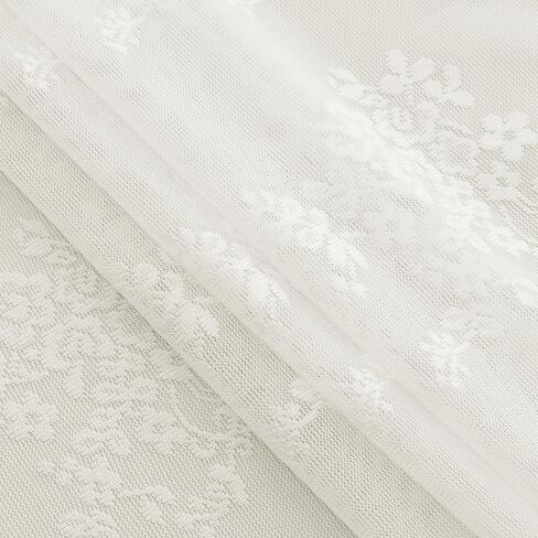 Hokibero White Lace Curtains for Living Room Bedroom Floral Embroidered Curtains with Scalloped Edges 45 Inch Length 2 Panels Set Light Filtering Small Curtains Decor for Cafe 52 x 45 in Saudi Arabia