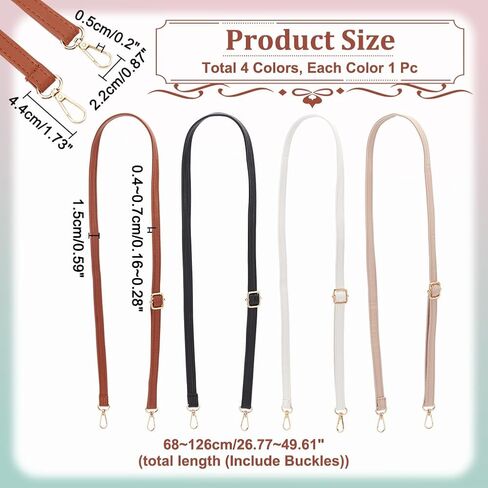 WADORN 4 ألوان قابلة للتعديل من جلد البولي يوريثان حقيبة الأشرطة، 26.77-49.60 بوصة استبدال حقيبة الكتف 4 قطع بو الجلود حقيبة كروسبودي حقيبة صنع اللوازم in Saudi Arabia