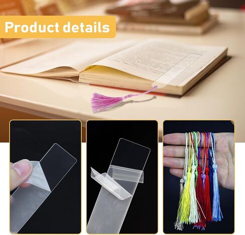 100 PCS Blank Acrylic Bookmarks with 100 Pcs Colorful Bookmark Tassels, Clear Bookmarks Bulk for DIY Craft Projects and Gift Tags, 5 x 1inch in Kuwait