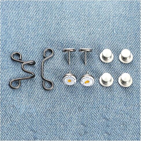 3Set Nail-Free Metal Jeans Button Snaps - Detachable Pants Clips Buttons Pins DIY Waist Tightener Clothing Buckles Sewing Tools in Saudi Arabia