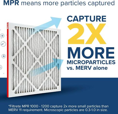 Filtrete 16x30x1 AC Furnace Air Filter, MERV 11, MPR 1000, Micro Allergen Defense, 3-Month Pleated 1-Inch Electrostatic Air Cleaning Filter, 6 Pack (Actual Size 15.81x29.81x0.81 in) in Kuwait
