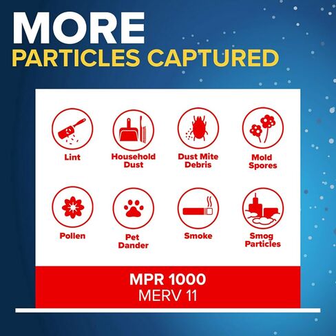 Filtrete 16x30x1 AC Furnace Air Filter, MERV 11, MPR 1000, Micro Allergen Defense, 3-Month Pleated 1-Inch Electrostatic Air Cleaning Filter, 6 Pack (Actual Size 15.81x29.81x0.81 in) in Kuwait
