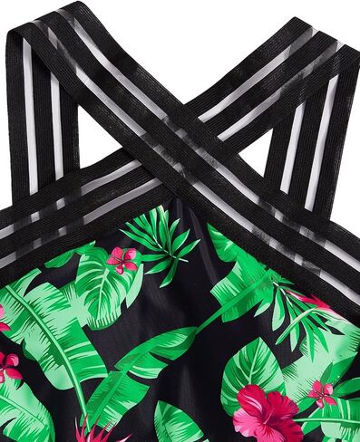 MakeMeChic Women's Floral Athletic One Piece Stretch Swimsuit Contrast Mesh Bathing Suit in Saudi Arabia