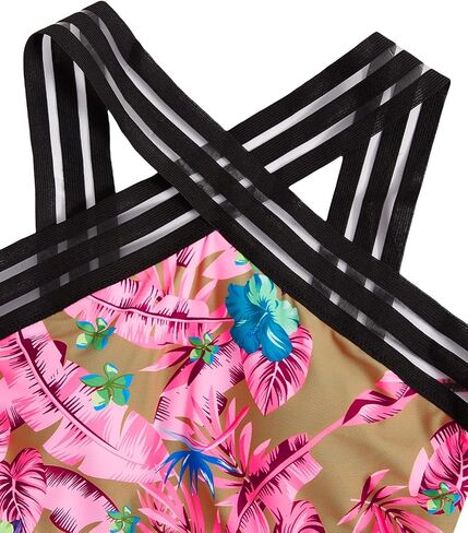 MakeMeChic Women's Floral Athletic One Piece Stretch Swimsuit Contrast Mesh Bathing Suit in Saudi Arabia
