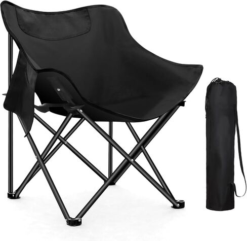 OSWIN Camping Chairs,Lawn Chair Support 300lbs,Portable Lightweight Compact Camping Foldable Chair with Carry Bag for Camping, Beach, and Picnic,Black, ZDY-001 in Saudi Arabia
