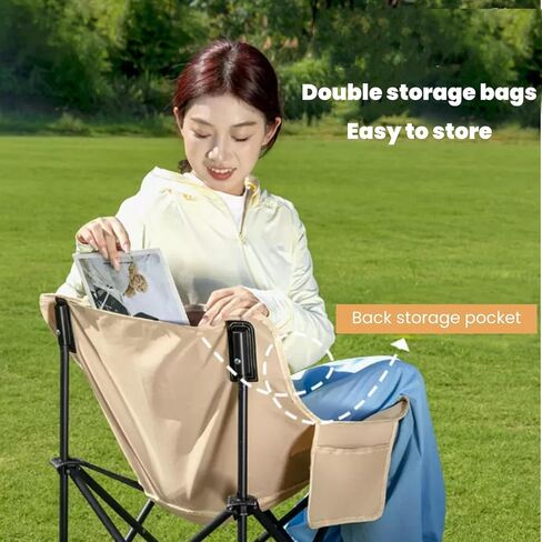 OSWIN Camping Chairs,Lawn Chair Support 300lbs,Portable Lightweight Compact Camping Foldable Chair with Carry Bag for Camping, Beach, and Picnic,Black, ZDY-001 in Saudi Arabia