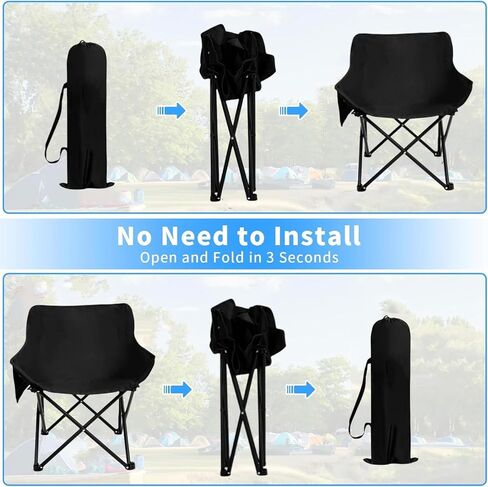 OSWIN Camping Chairs,Lawn Chair Support 300lbs,Portable Lightweight Compact Camping Foldable Chair with Carry Bag for Camping, Beach, and Picnic,Black, ZDY-001 in Saudi Arabia
