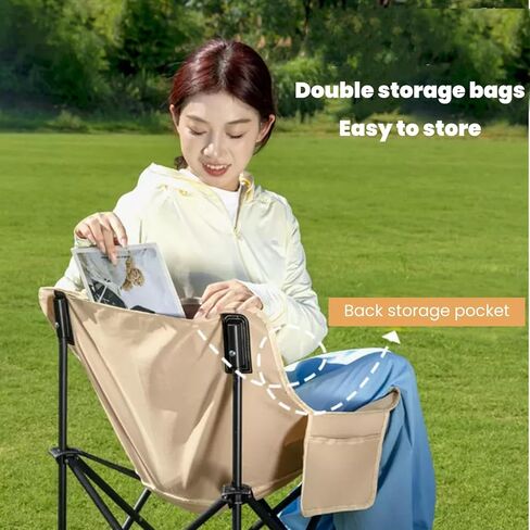 كراسي التخييم OSWIN، كرسي الحديقة يدعم 300 رطل، كرسي محمول خفيف الوزن للتخييم قابل للطي مع حقيبة حمل للتخييم والشاطئ والنزهة (كاكي) in Kuwait