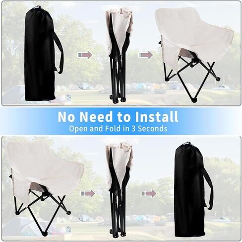كراسي التخييم OSWIN، كرسي الحديقة يدعم 300 رطل، كرسي محمول خفيف الوزن للتخييم قابل للطي مع حقيبة حمل للتخييم والشاطئ والنزهة (كاكي) in Kuwait
