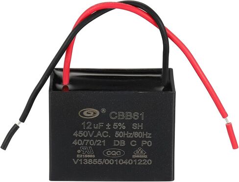 مكثف مروحة السقف PATIKIL CBB61، قطعتين 12 فائق التوهج 450 فولت تيار متردد 50/60 هرتز مع سلكين لمكثفات محرك مروحة مكيف الهواء 52 × 40 × 40 مم in Saudi Arabia