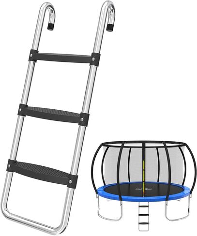 Trampoline Ladder, 3 Steps Trampoline Ladders, Universal Steps Ladder for 10ft 12ft 14ft 15ft 16ft Trampoline, Non-Slip Wide Steps, Universal Hooks, Trampoline Accessories for Kids/Children in Saudi Arabia