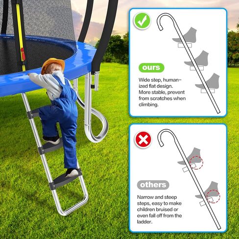 Trampoline Ladder, 3 Steps Trampoline Ladders, Universal Steps Ladder for 10ft 12ft 14ft 15ft 16ft Trampoline, Non-Slip Wide Steps, Universal Hooks, Trampoline Accessories for Kids/Children in Saudi Arabia