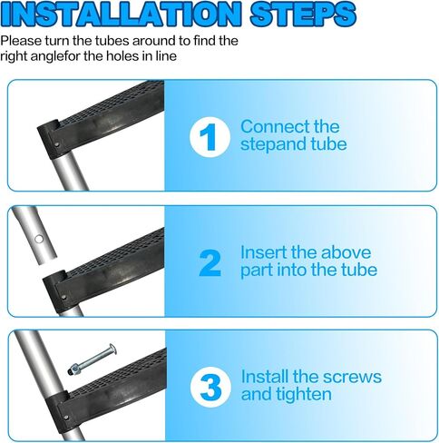 Trampoline Ladder, 3 Steps Trampoline Ladders, Universal Steps Ladder for 10ft 12ft 14ft 15ft 16ft Trampoline, Non-Slip Wide Steps, Universal Hooks, Trampoline Accessories for Kids/Children in Saudi Arabia