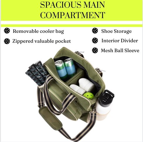 XL Pickleball Bag-Durable Pickleball Bags-Pickleball Paddle Bag- Pickleball Bags for Women-Pickleball Bags for Men- Pickle Ball Bag with Insulated Drink Cooler Bag Fence Hooks, Padded Shoulder Strap in Saudi Arabia
