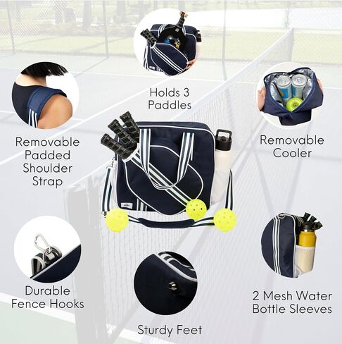 XL Pickleball Bag-Durable Pickleball Bags-Pickleball Paddle Bag- Pickleball Bags for Women-Pickleball Bags for Men- Pickle Ball Bag with Insulated Drink Cooler Bag Fence Hooks, Padded Shoulder Strap in Saudi Arabia