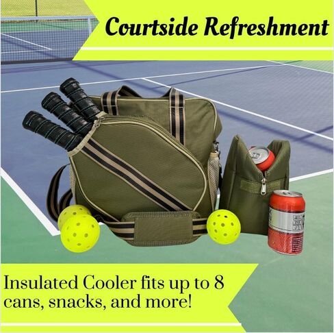 XL Pickleball Bag-Durable Pickleball Bags-Pickleball Paddle Bag- Pickleball Bags for Women-Pickleball Bags for Men- Pickle Ball Bag with Insulated Drink Cooler Bag Fence Hooks, Padded Shoulder Strap in Saudi Arabia