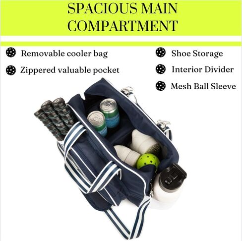 XL Pickleball Bag-Durable Pickleball Bags-Pickleball Paddle Bag- Pickleball Bags for Women-Pickleball Bags for Men- Pickle Ball Bag with Insulated Drink Cooler Bag Fence Hooks, Padded Shoulder Strap in Saudi Arabia